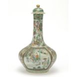 Large Chinese Canton porcelain vase and cover, finely hand painted in the famille rose palette