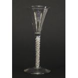 18th century wine glass with trumpet bowl and opaque twist stem, 16cm high : For Further Condition