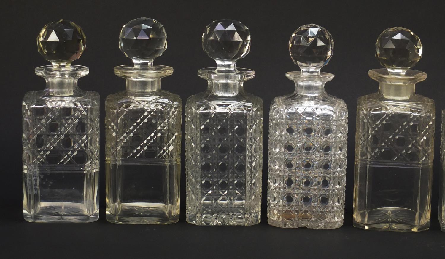 Nine 19th century cut glass decanters with stoppers, each approximately 22.5cm high : For Further - Image 3 of 17