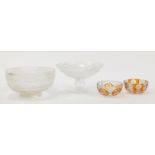 19th century and later glassware comprising two Bohemian amber flashed etched bowls and Royal