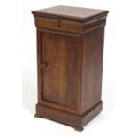 French oak pedestal night stand with frieze drawer and cupboard base, 70cm H x 37cm W x 32D : For