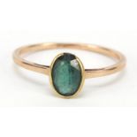 9ct gold blue stone solitaire ring, size M, 1.2g : For Further Condition Reports, Please Visit Our