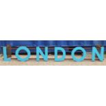 Large London illuminated advertising sign with steel frame, 30cm high x 220cm in length : For