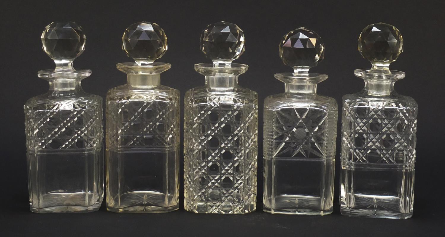 Nine 19th century cut glass decanters with stoppers, each approximately 22.5cm high : For Further - Image 13 of 17