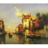 Manner of Antoine Bouvard - Venetian canal, Italian school oil on board, framed and glazed, 49cm x