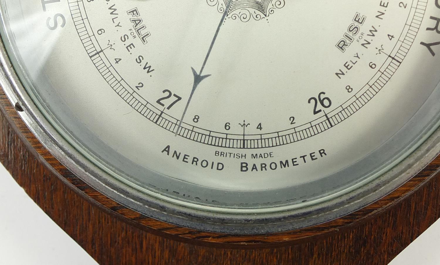 Three carved oak wall barometers and thermometers, two with silvered dials, the largest 66cm - Image 5 of 16