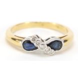 18ct gold diamond and sapphire ring, size L, 2.8g : For Further Condition Reports, Please Visit