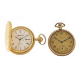 Two pocket watches comprising Ingersoll full hunter with date dial and a Laminor chronometer, each