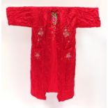 Chinese silk gown embroidered with flowers : For Further Condition Reports, Please Visit Our