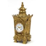 19th century French ormolu mantle clock striking on a bell by Japy Freres, mounted with Putti and