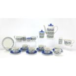 Midwinter Roselle teaware including coffee pot and cups with saucers, the largest 21cm high : For