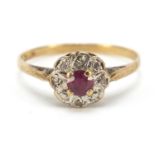 Unmarked gold, ruby and diamond ring, size O, 1.3g : For Further Condition Reports, Please Visit Our