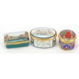 Three Halcyon Days limited edition enamel trinket boxes, comprising Tercentenary of the birth in