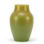 Large Pilkington's Royal Lancastrian pottery vase having a mottled yellow/green glaze, numbered