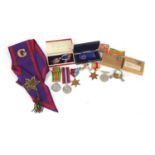 Masonic regalia and British militaria including a silver and enamel Steward jewel, four World War II