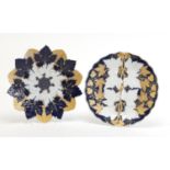 Two 19th century Meissen Leaf & Berry plates including one in the form of a flower head, each with