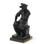 19th century patinated bronze figure of a seated Roman soldier, 13.2cm high : For Further