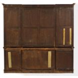 Victorian mahogany library breakfront bookcase fitted with four glazed doors enclosing adjustable