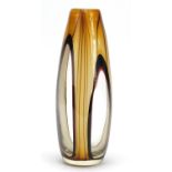 Large orange and brown white cased Art Glass vase, 35.5cm high : For Further Condition Reports,