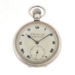 Gentlemen's silver James Walker open face pocket watch with subsidiary dial, the case dated