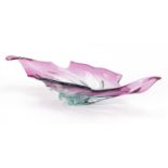 Large Czech two colour glass centre bowl, 58cm wide : For Further Condition Reports, Please Visit