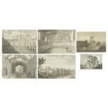Pevensey, Herstmonceux Castles and Hailsham Church, six 18th/19th century engravings, each