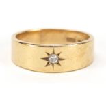 9ct gold solitaire diamond Gypsy ring, size M, 3.8g : For Further Condition Reports, Please Visit