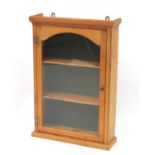 Pine hanging glazed wall cupboard, 60cm H x 41cm W x 12cm D : For Further Condition Reports,