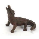 Japanese patinated bronze model of a crocodile, bearing seal marks to base : For Further Condition