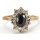 9ct gold black and clear stone ring, size N, 2.5g : For Further Condition Reports, Please Visit