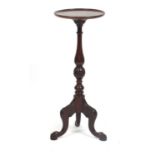 Mahogany dish topped occasional table on tripod base, 78cm high, the top 30cm in diameter : For