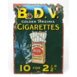 Vintage BDV Golden Virginia cigarettes enamel advertising sign, 50cm x 35cm : For Further