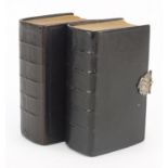 Two Continental 19th century leather bound bibles with silver mounts : For Further Condition
