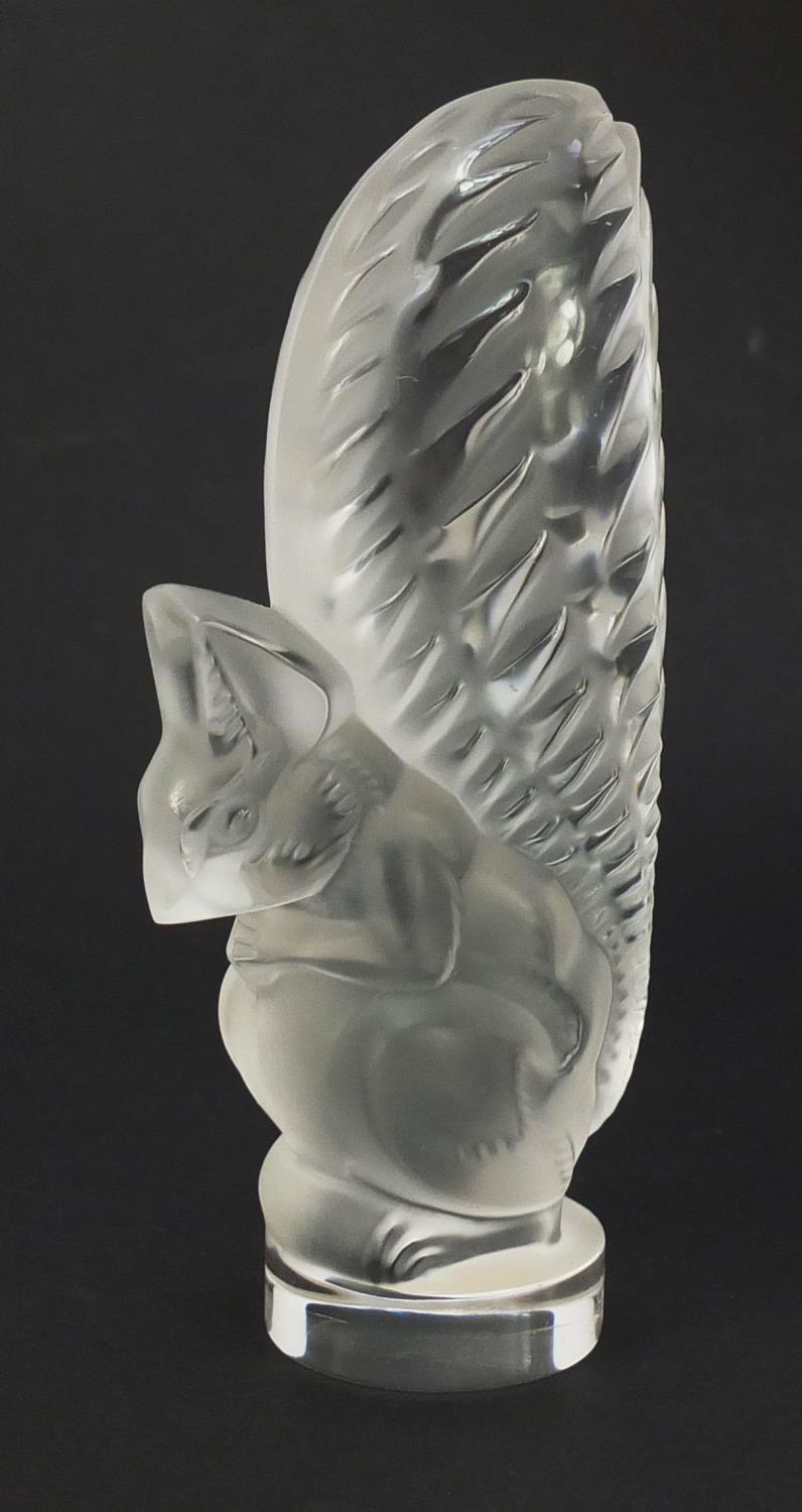 Lalique frosted and clear glass squirrel paperweight, etched Lalique France, 11cm high : For Further