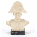 Parian style bust of Napoleon raised on a square marble base, 13cm high : For Further Condition