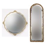 Two bevel edged wall mirrors including a cream and gilt example, the largest 90cm high : For Further