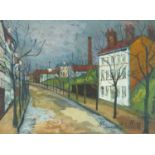 Attributed to Maurice Utrillo - Continental street scene, gouache, mounted, framed and glazed,