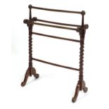 Victorian mahogany towel rail with barley twist supports, 90cm high : For Further Condition Reports,