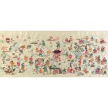 Chinese silk panel embroidered with children, mounted and framed, 81cm x 35cm : For Further
