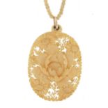 Japanese carved ivory pendant and necklace, the pendant 6cm in length, 10.5g : For Further Condition