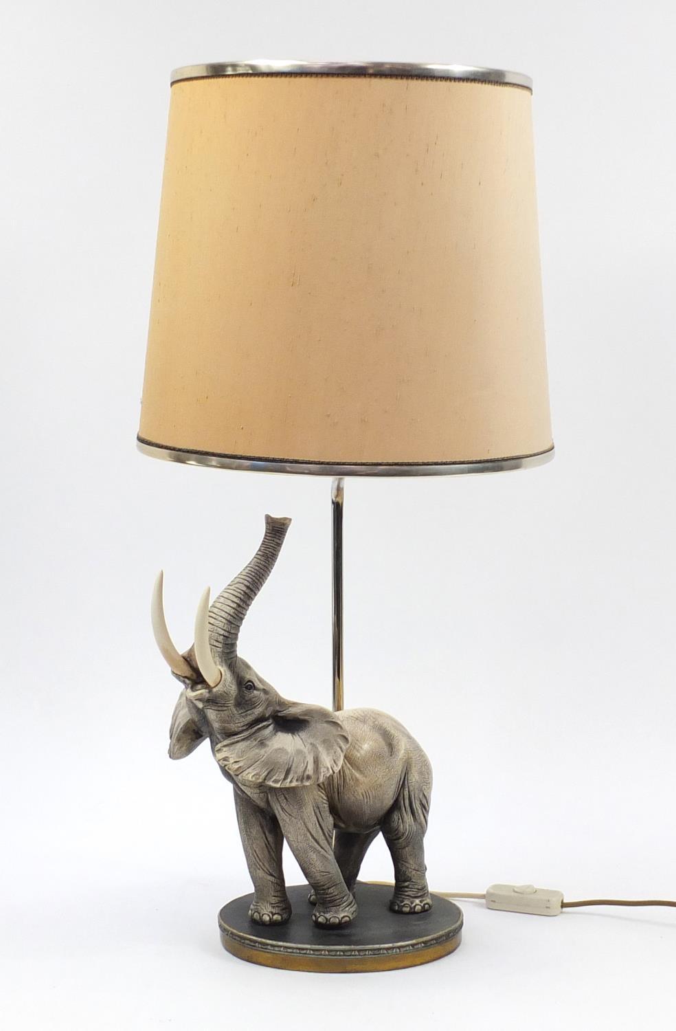 1970's elephant design lamp with shade, 84.5cm high : For Further Condition Reports, Please Visit - Image 2 of 11