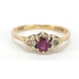 9ct gold purple stone and diamond ring, size J, 1.6g : For Further Condition Reports, Please Visit