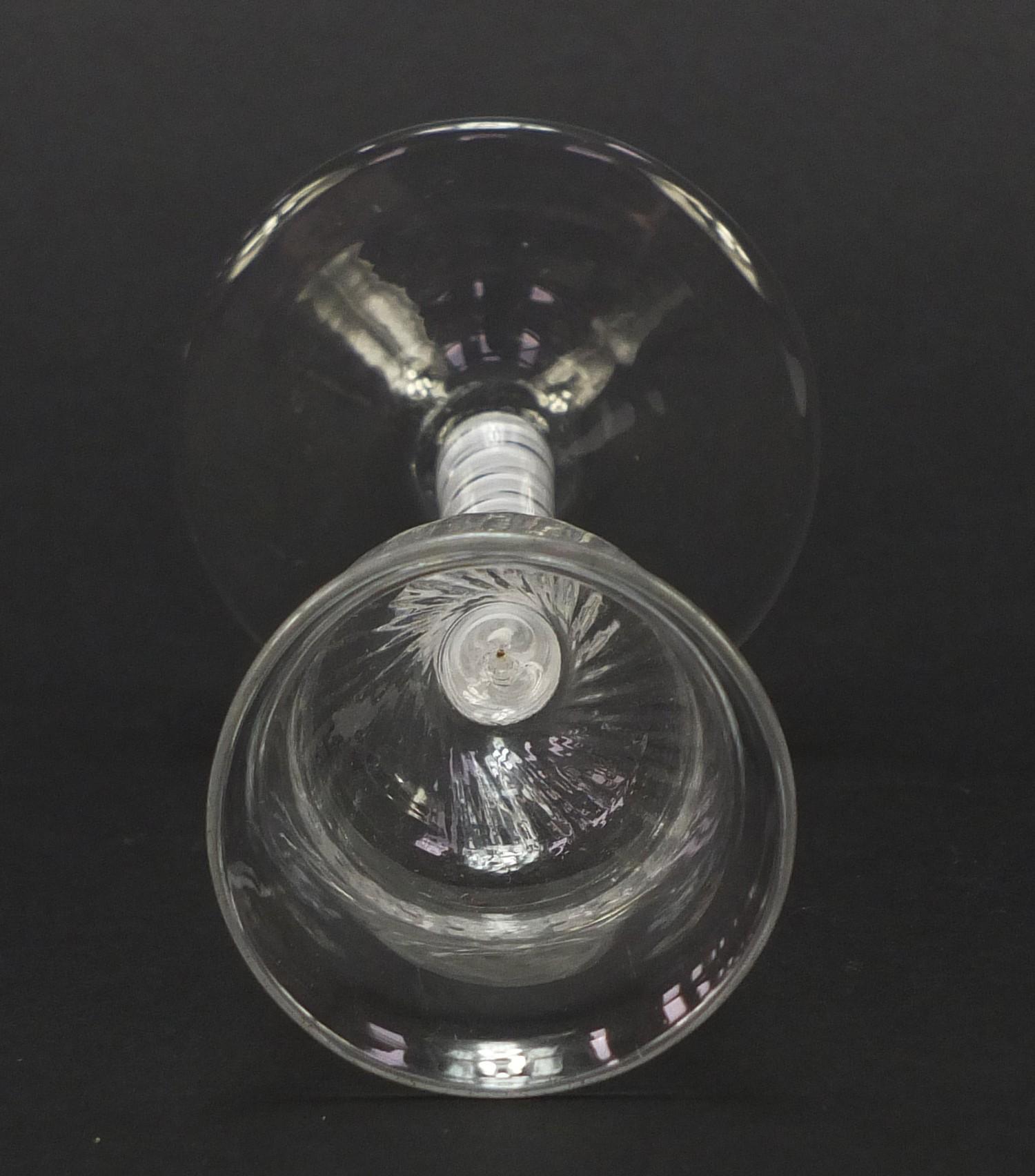 18th century wine glass with writhen bowl and opaque twist stem, 15cm high : For Further Condition - Image 5 of 6