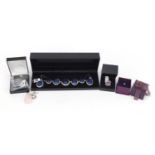 Silver jewellery set with semi precious stones including lapis lazuli and amethyst : For Further