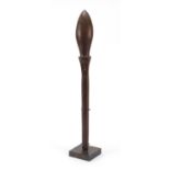 Oceanic tribal interest hardwood throwing club with bulbous head, on later display stand, 46cm in