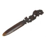 Black Forest wooden letter opener carved with grapes and vines, 27cm in length : For Further