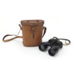 British military World War II prismatic no 5 binoculars with case by BH & G Ltd, dated 1944 : For