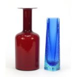 Two Scandinavian Art Glass vases including a Gulvase by Holmgaard, the largest 29.5cm high : For