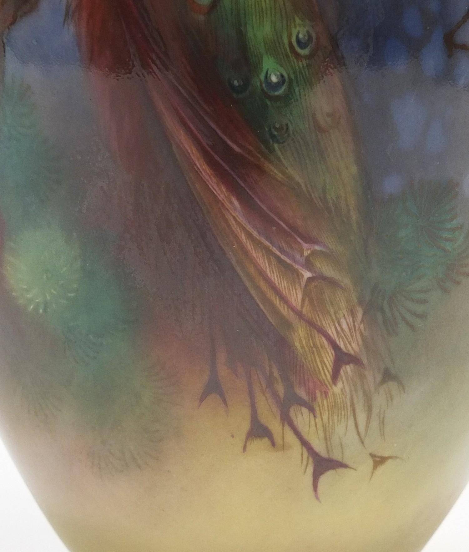 Large Royal Worcester porcelain vase and cover hand painted with a pheasant by Albert Shuck, - Image 17 of 17