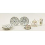 Assorted china including Mason blue and white pottery soup plates, Royal Albert china teapot, '